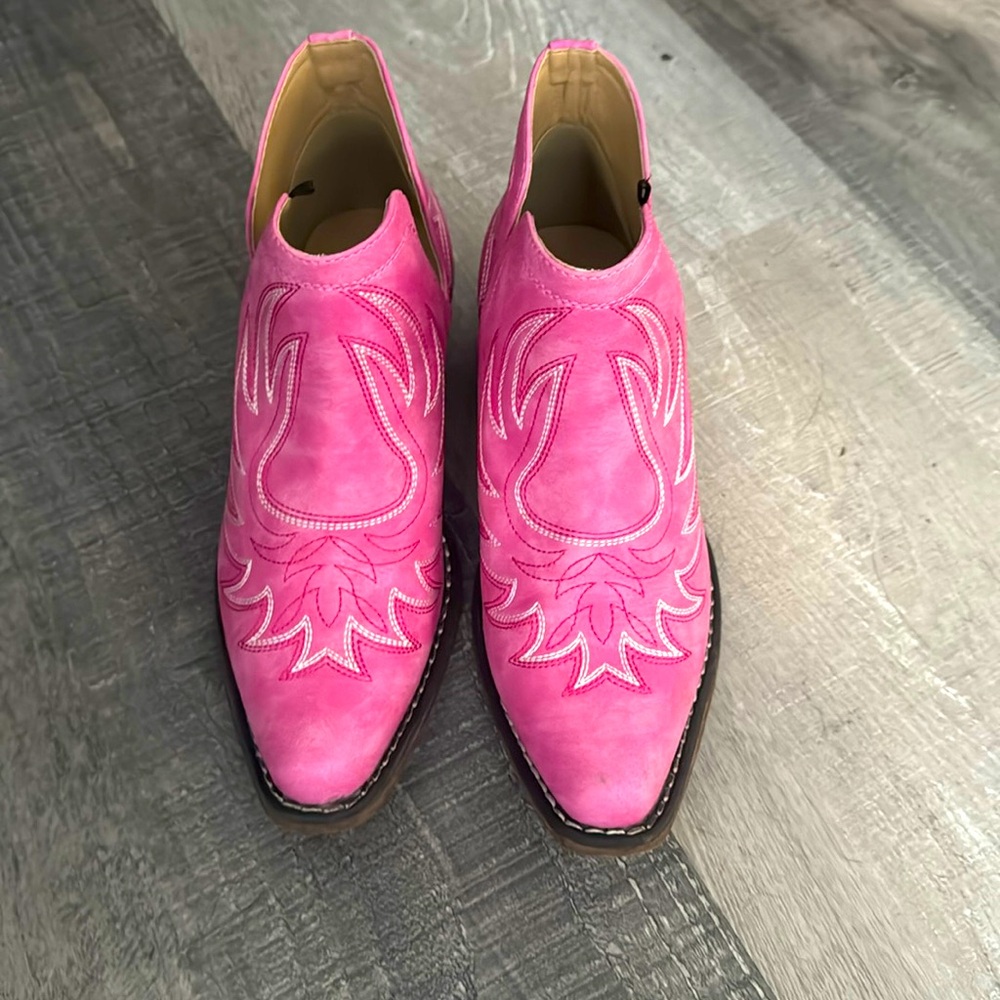 Pink roper cowgirl ankle booties